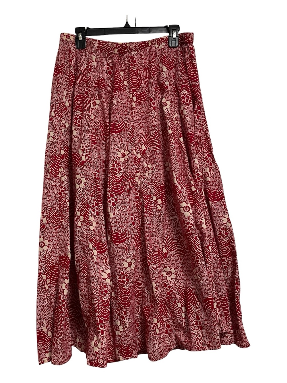100% Cotton Floral Maxi Skirt in red and cream by White Stag